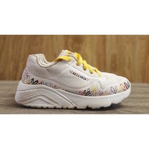 Skechers Jgoldcrown Uno Lite Sneakers Youth Size 1 Hearts White